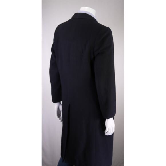 Franco's Custom Navy Blue 100% Cashmere Karamai Full Length Overcoat Coat 42R - Picture 4 of 7